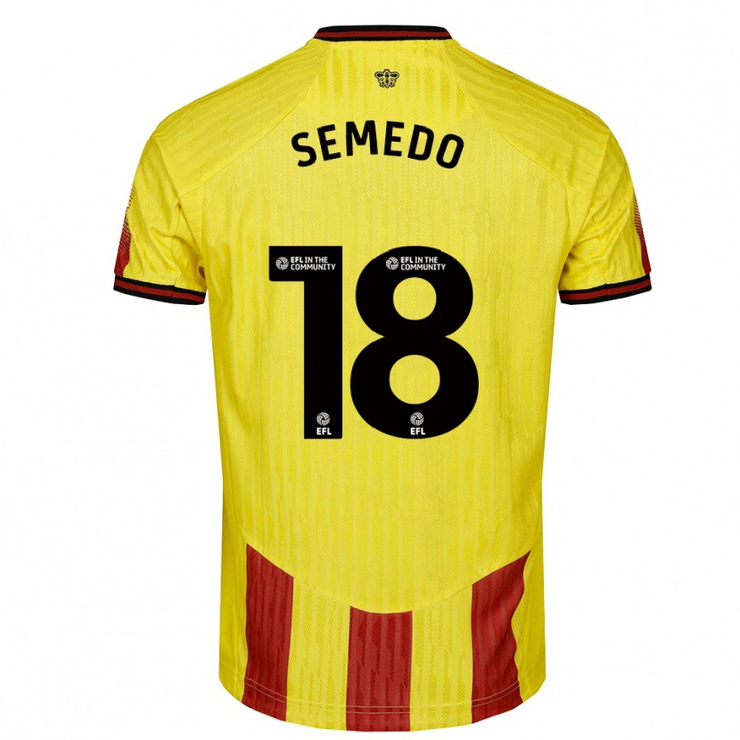 Danxen Mujer Camiseta Vivaldo Semedo #18 Amarillo Rojo 1ª Equipación 2025/26 La Camisa