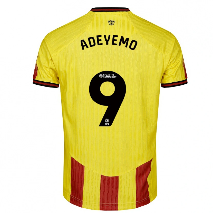 Danxen Mujer Camiseta Tobi Adeyemo #9 Amarillo Rojo 1ª Equipación 2025/26 La Camisa