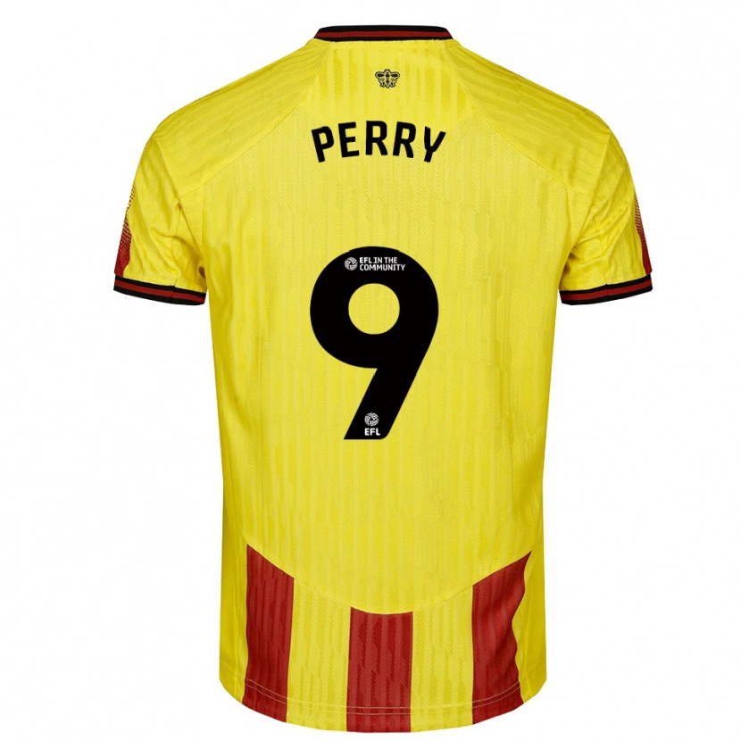 Danxen Mujer Camiseta Madison Perry #9 Amarillo Rojo 1ª Equipación 2025/26 La Camisa