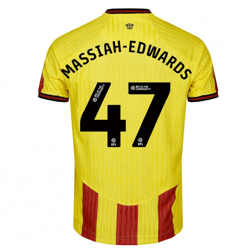 Danxen Mujer Camiseta Zavier Massiah-Edwards #47 Amarillo Rojo 1ª Equipación 2025/26 La Camisa