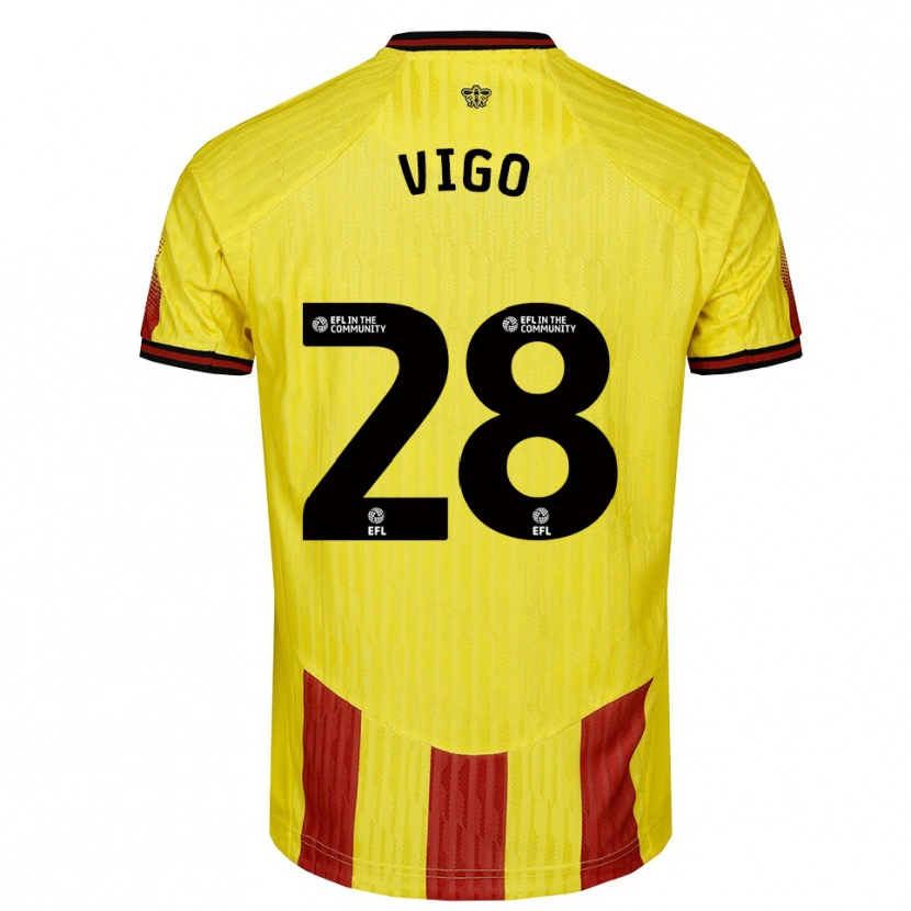Danxen Mujer Camiseta Francesca Vigo #28 Amarillo Rojo 1ª Equipación 2025/26 La Camisa