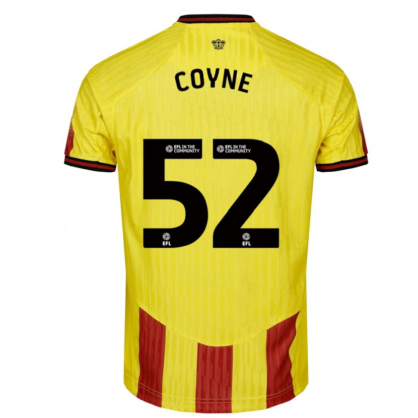 Danxen Mujer Camiseta Aidan Coyne #52 Amarillo Rojo 1ª Equipación 2025/26 La Camisa