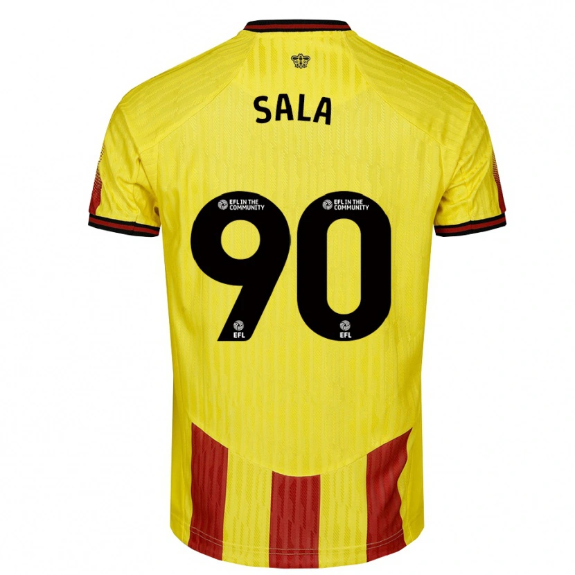 Danxen Mujer Camiseta Joel Sala #90 Amarillo Rojo 1ª Equipación 2025/26 La Camisa