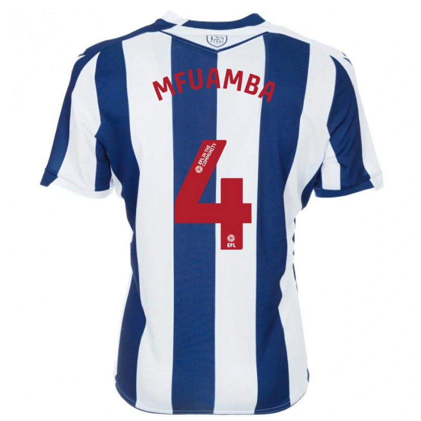 Danxen Mujer Camiseta Kevin Mfuamba #4 Azul Marino Blanco 1ª Equipación 2025/26 La Camisa