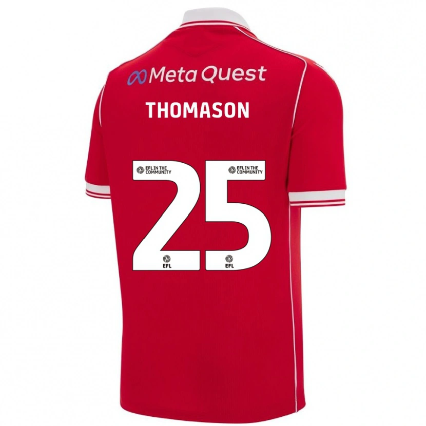 Danxen Mujer Camiseta George Thomason #25 Rojo Blanco 1ª Equipación 2025/26 La Camisa