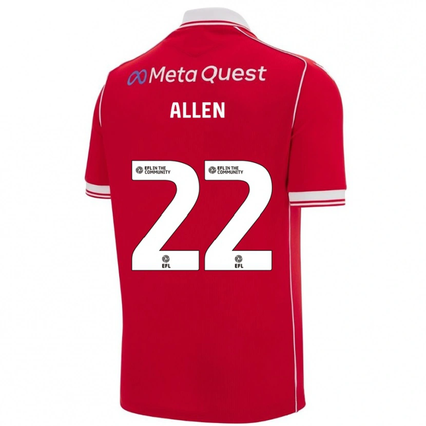 Danxen Mujer Camiseta Keren Allen #22 Rojo Blanco 1ª Equipación 2025/26 La Camisa