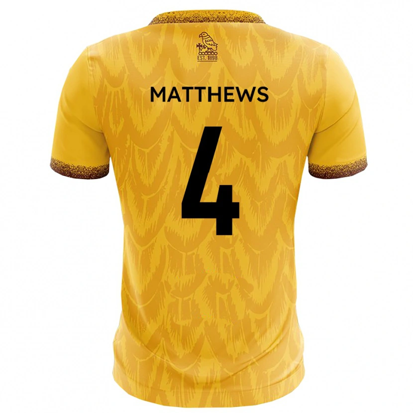 Danxen Mujer Camiseta Anton Matthews #4 Amarillo Marrón 1ª Equipación 2025/26 La Camisa