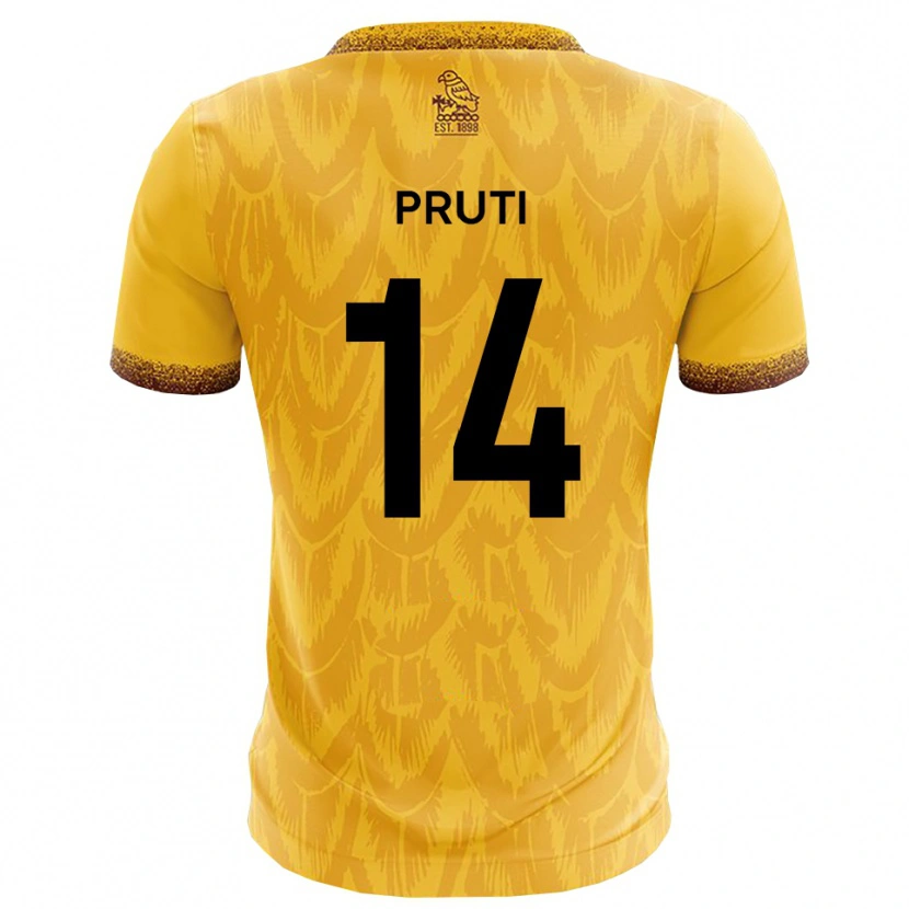 Danxen Mujer Camiseta Edon Pruti #14 Amarillo Marrón 1ª Equipación 2025/26 La Camisa