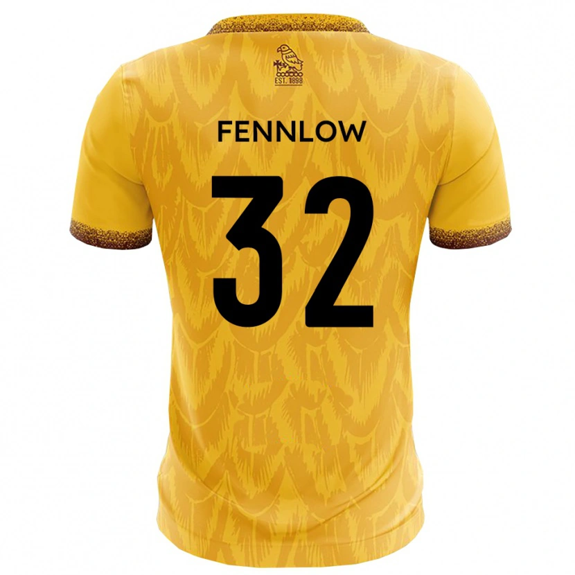 Danxen Mujer Camiseta James Fennlow #32 Amarillo Marrón 1ª Equipación 2025/26 La Camisa