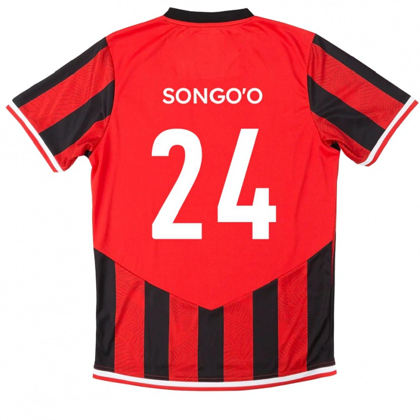 Danxen Mujer Camiseta Yann Songo'o #24 Rojo Negro 1ª Equipación 2025/26 La Camisa