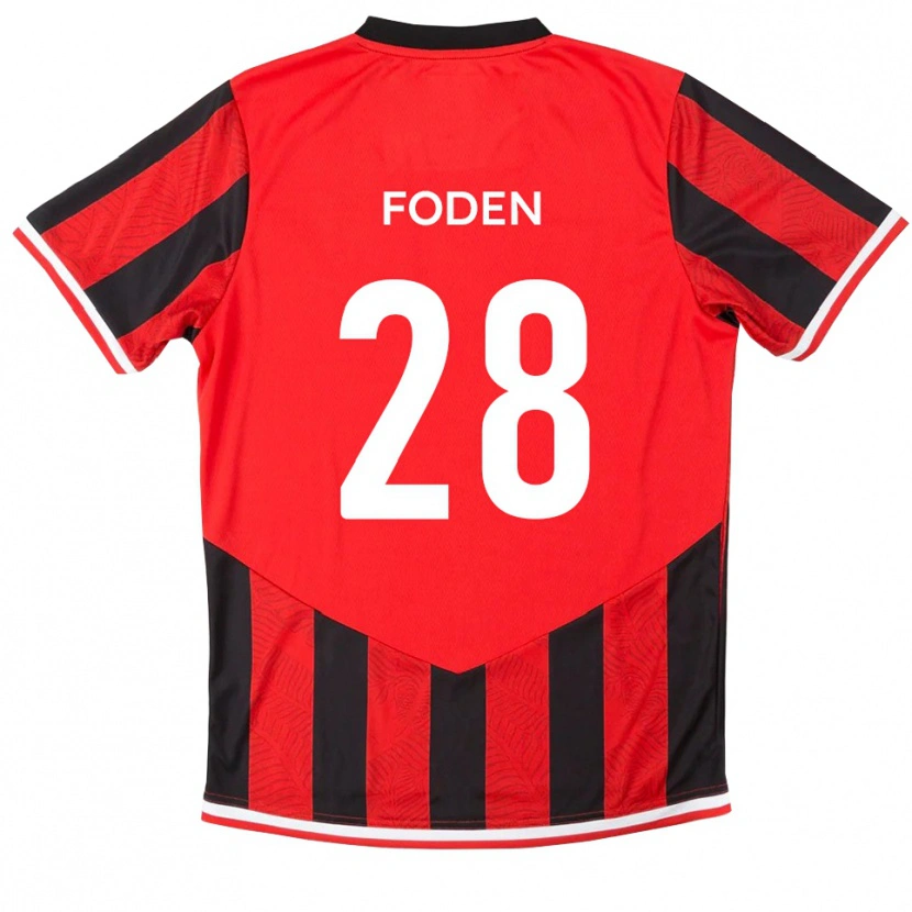 Danxen Mujer Camiseta Daniel Foden #28 Rojo Negro 1ª Equipación 2025/26 La Camisa