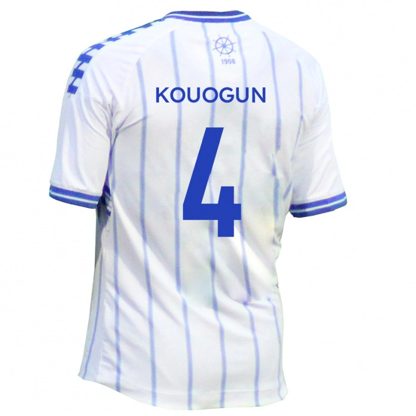 Danxen Mujer Camiseta Maxim Kouogun #4 Blanco Azul 1ª Equipación 2025/26 La Camisa