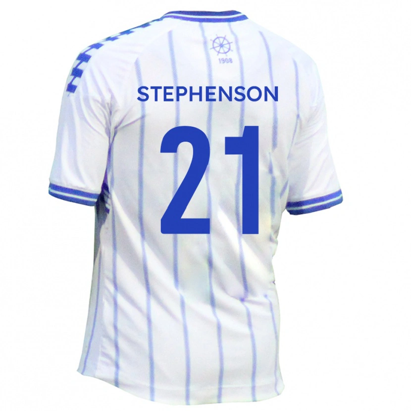 Danxen Mujer Camiseta Louis Stephenson #21 Blanco Azul 1ª Equipación 2025/26 La Camisa