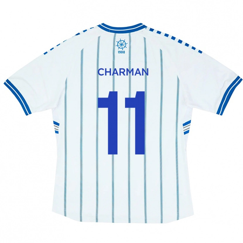 Danxen Mujer Camiseta Luke Charman #11 Blanco Azul 1ª Equipación 2025/26 La Camisa