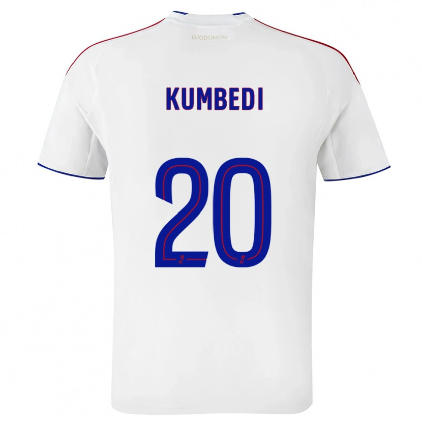 Danxen Mujer Camiseta Saël Kumbedi #20 Blanco Rojo 1ª Equipación 2025/26 La Camisa
