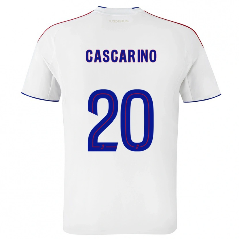 Danxen Mujer Camiseta Delphine Cascarino #20 Blanco Rojo 1ª Equipación 2025/26 La Camisa