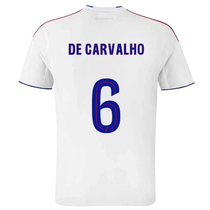 Danxen Mujer Camiseta Mathys De Carvalho #6 Blanco Rojo 1ª Equipación 2025/26 La Camisa