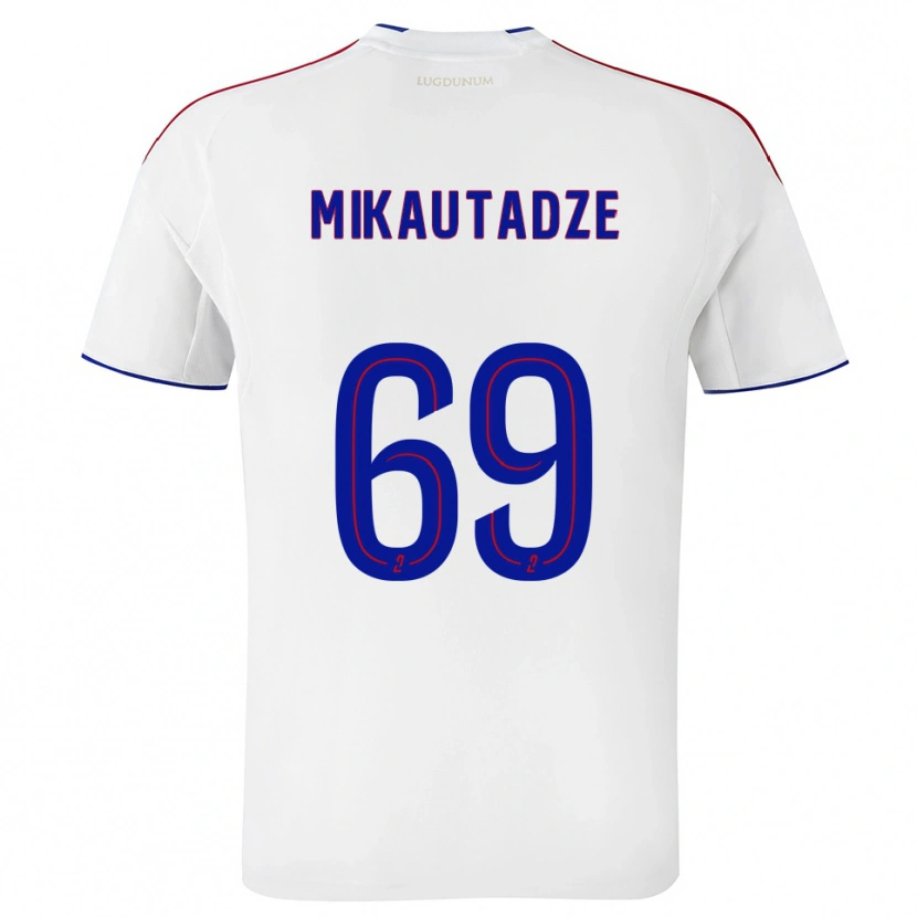 Danxen Mujer Camiseta Georges Mikautadze #69 Blanco Rojo 1ª Equipación 2025/26 La Camisa