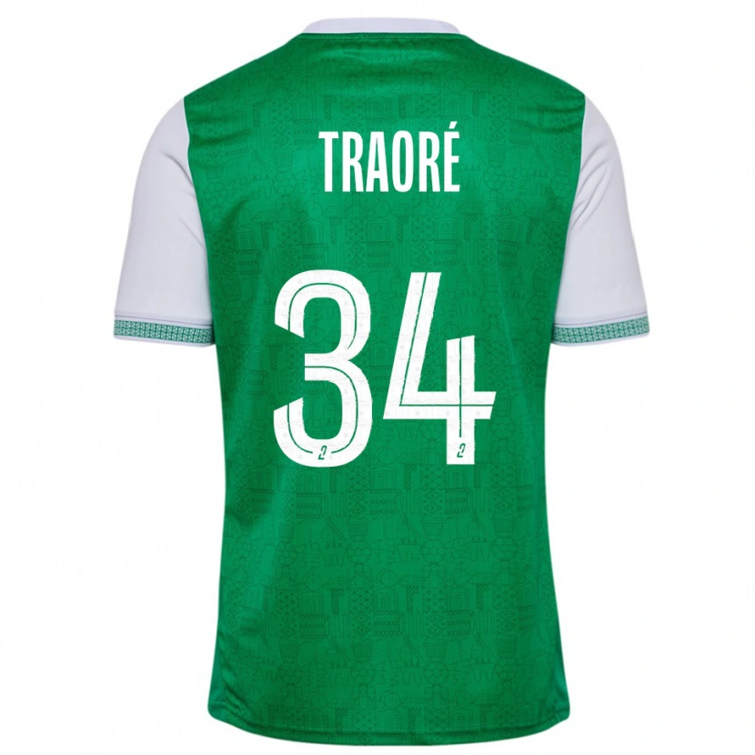 Danxen Mujer Camiseta Lassana Traoré #34 Verde Blanco 1ª Equipación 2025/26 La Camisa