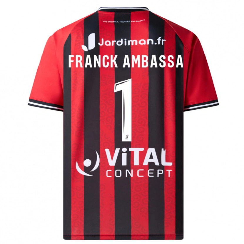 Danxen Mujer Camiseta Gaspard Franck Ambassa #1 Rojo Negro 1ª Equipación 2025/26 La Camisa