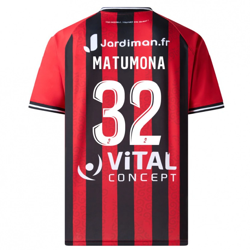 Danxen Mujer Camiseta Jérémie Matumona #32 Rojo Negro 1ª Equipación 2025/26 La Camisa