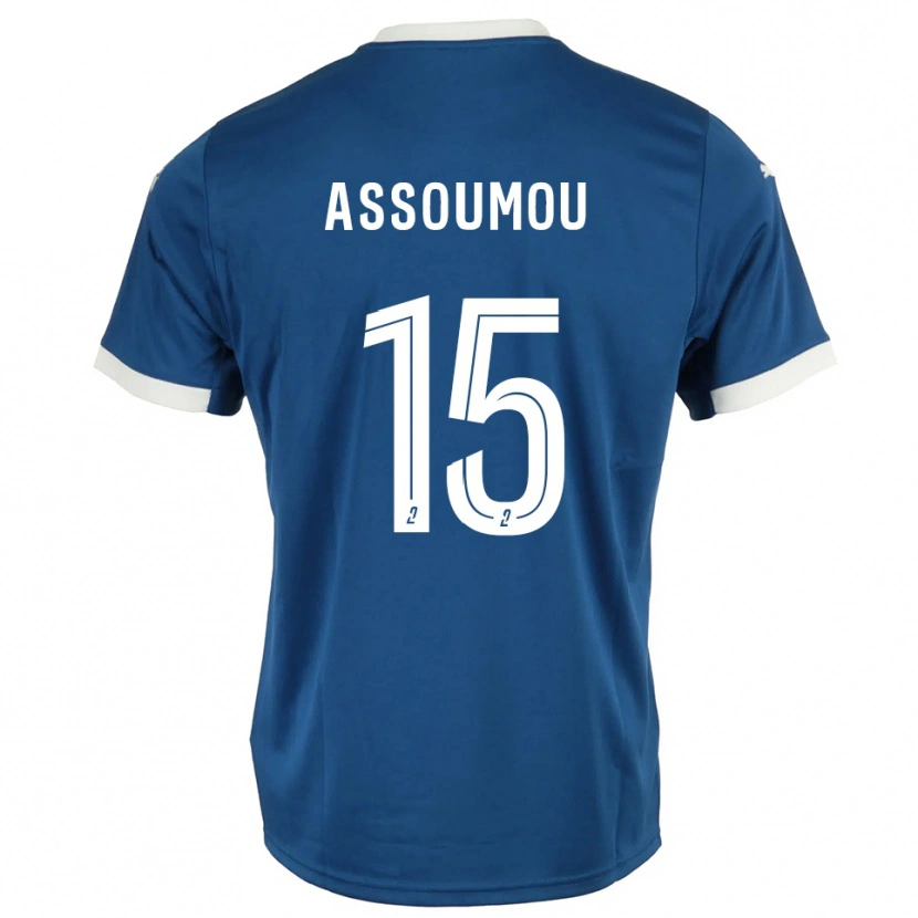 Danxen Mujer Camiseta Jaurès Assoumou #15 Azul Blanco 1ª Equipación 2025/26 La Camisa