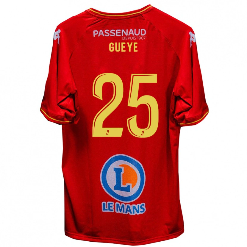 Danxen Mujer Camiseta Dame Gueye #25 Rojo Amarillo 1ª Equipación 2025/26 La Camisa