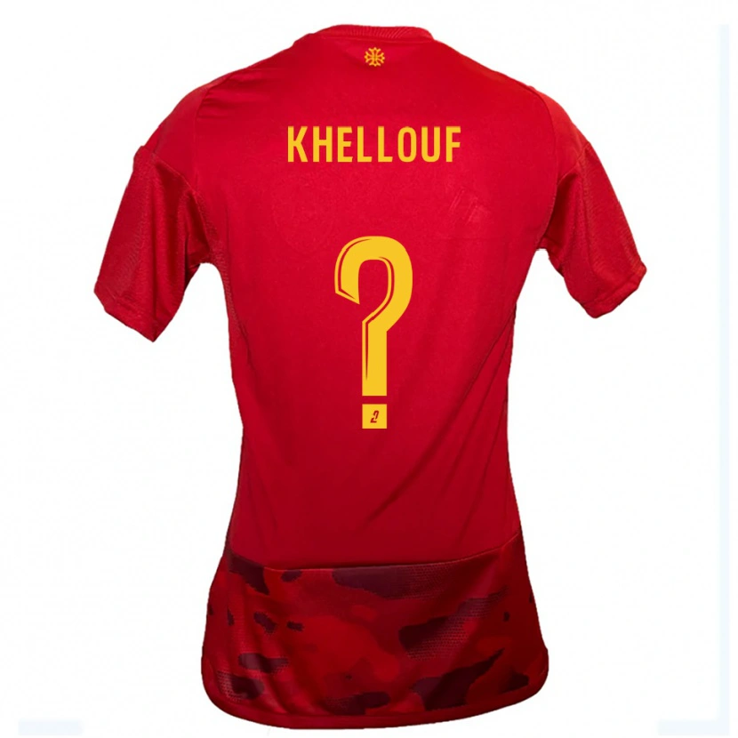 Danxen Mujer Camiseta Ilyann Khellouf #0 Rojo Amarillo 1ª Equipación 2025/26 La Camisa