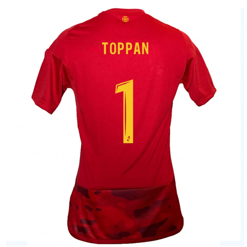 Danxen Mujer Camiseta Mae Toppan #1 Rojo Amarillo 1ª Equipación 2025/26 La Camisa