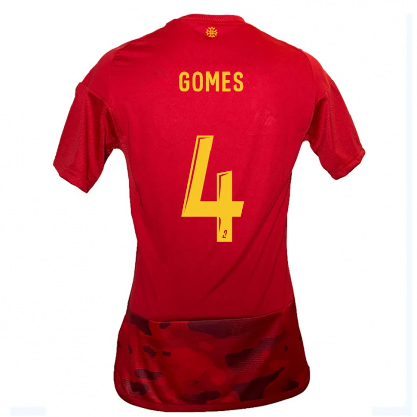 Danxen Mujer Camiseta Paul Gomes #4 Rojo Amarillo 1ª Equipación 2025/26 La Camisa