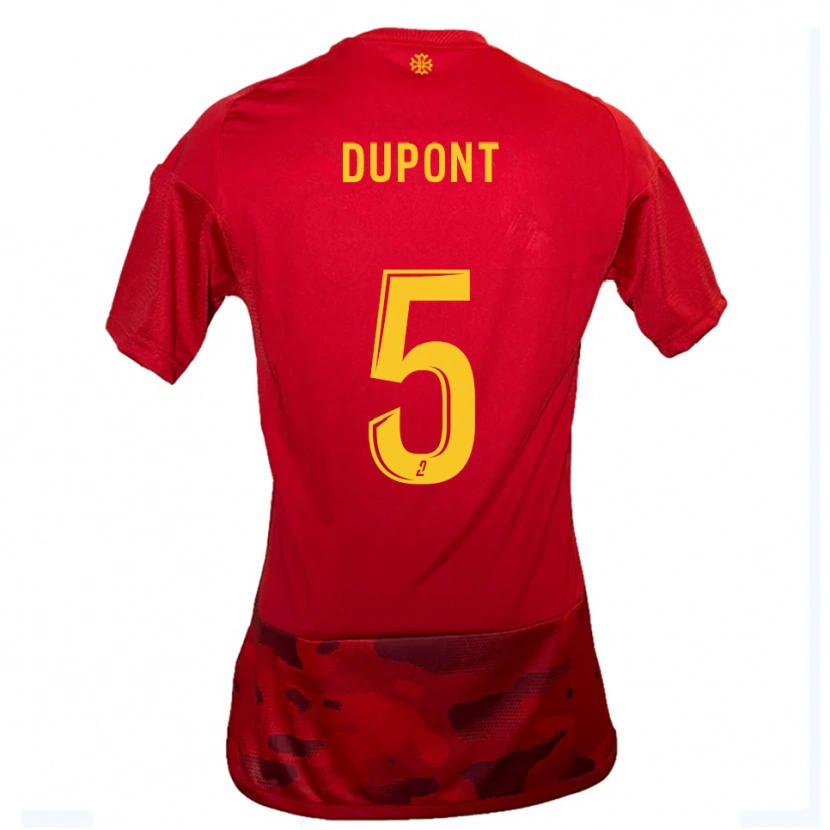 Danxen Mujer Camiseta Baptiste Dupont #5 Rojo Amarillo 1ª Equipación 2025/26 La Camisa