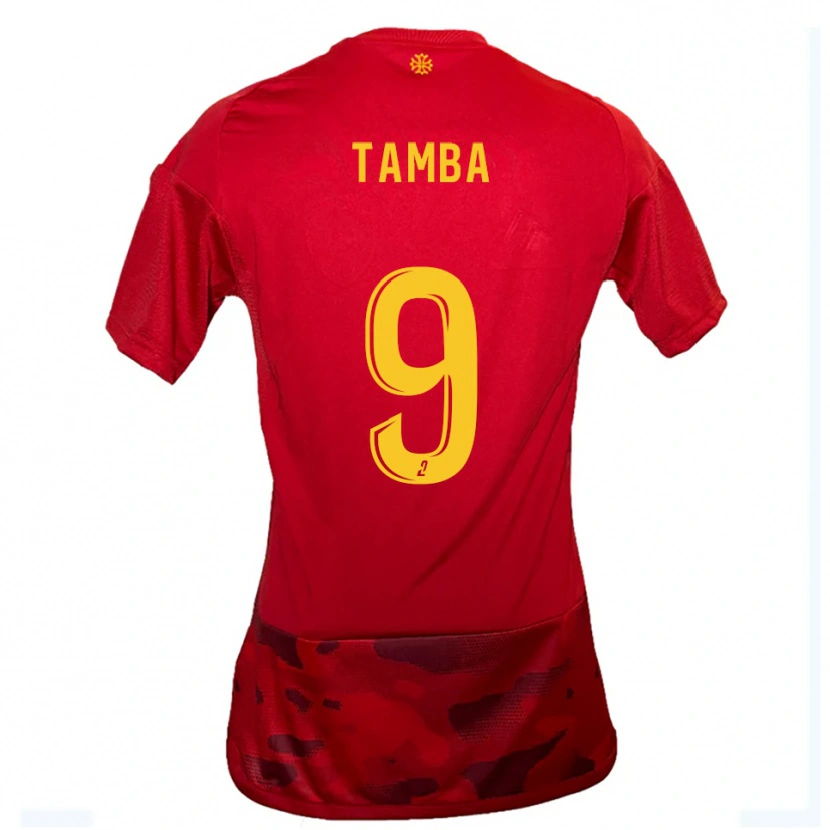 Danxen Mujer Camiseta Adama Tamba #9 Rojo Amarillo 1ª Equipación 2025/26 La Camisa