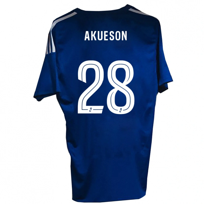 Danxen Mujer Camiseta Gustave Akueson #28 Azul Blanco 1ª Equipación 2025/26 La Camisa