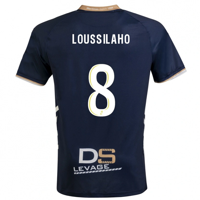 Danxen Mujer Camiseta Lenny Dziki Loussilaho #8 Azul Marino Oro 1ª Equipación 2025/26 La Camisa