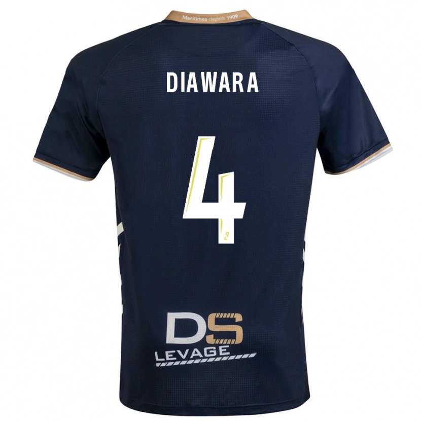 Danxen Mujer Camiseta Sékhou Diawara #4 Azul Marino Oro 1ª Equipación 2025/26 La Camisa