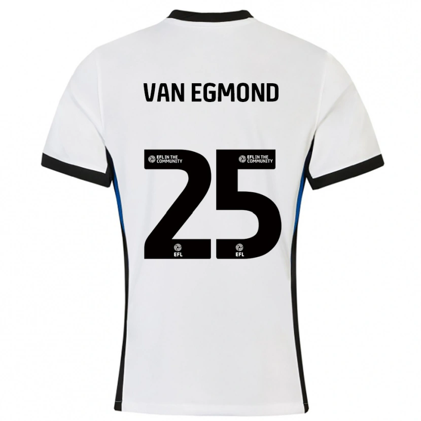 Danxen Mujer Camiseta Emily Van Egmond #25 Blanco Azul 2ª Equipación 2025/26 La Camisa