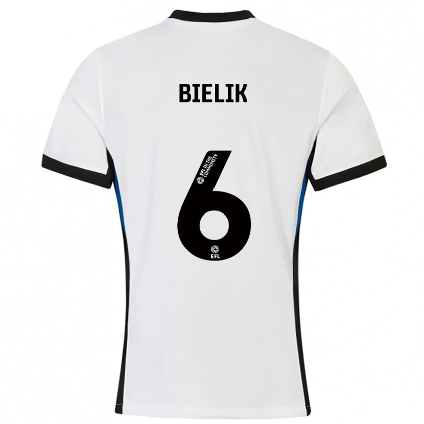 Danxen Mujer Camiseta Krystian Bielik #6 Blanco Azul 2ª Equipación 2025/26 La Camisa