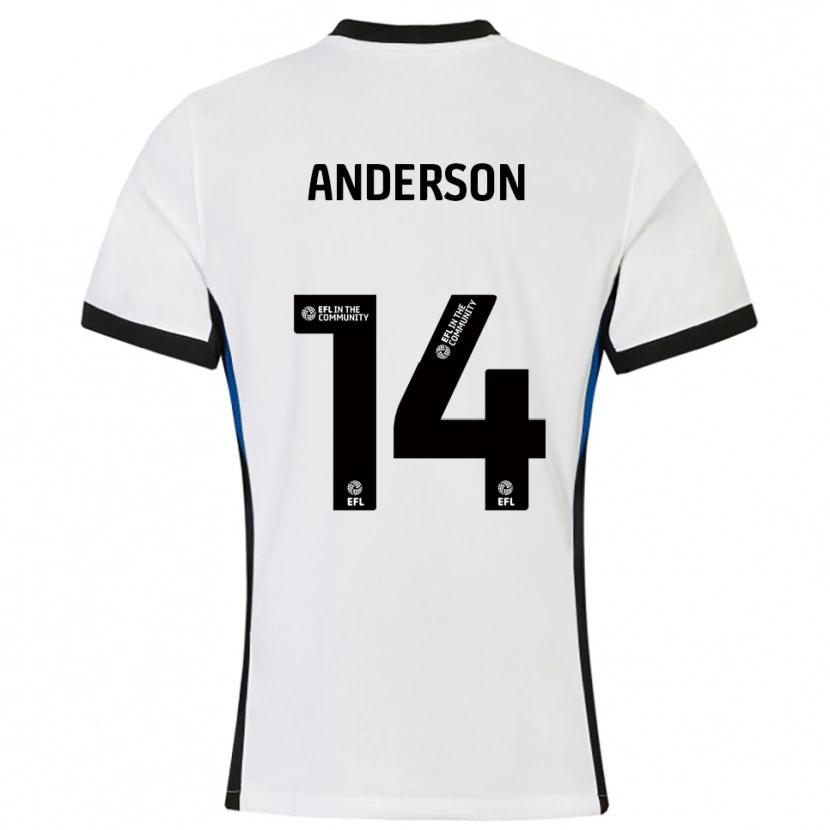 Danxen Mujer Camiseta Keshi Anderson #14 Blanco Azul 2ª Equipación 2025/26 La Camisa