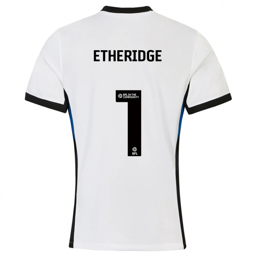 Danxen Mujer Camiseta Neil Etheridge #1 Blanco Azul 2ª Equipación 2025/26 La Camisa