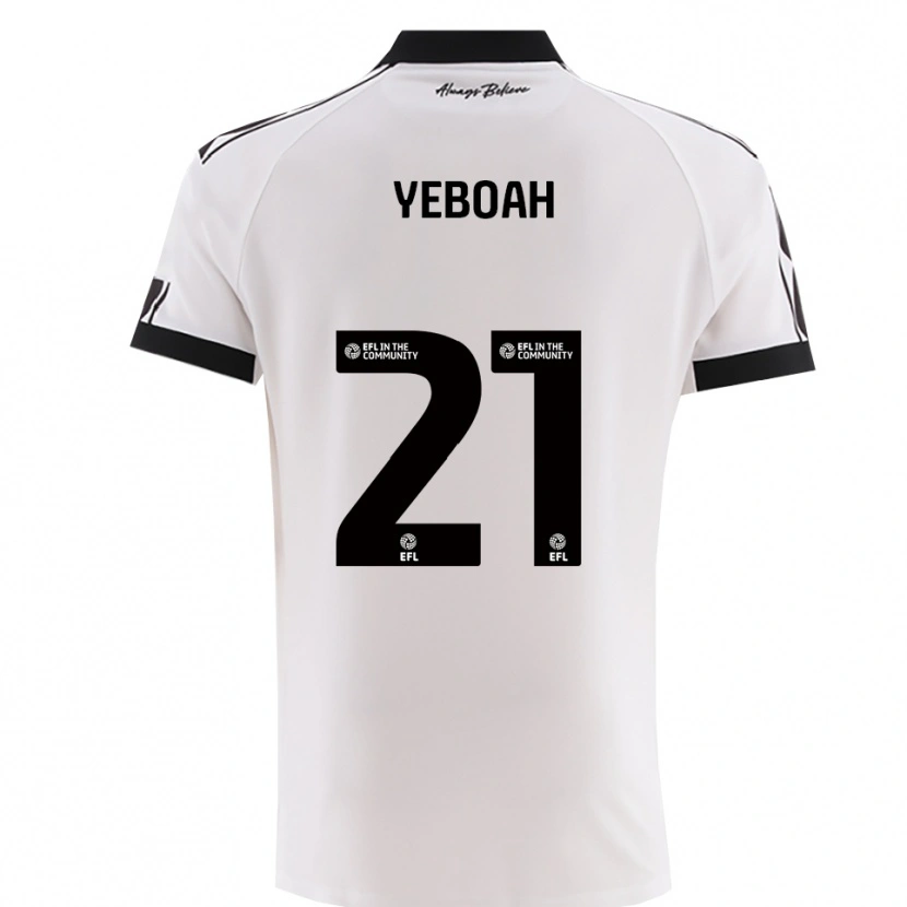 Danxen Mujer Camiseta Ephraim Yeboah #21 Blanco Negro 2ª Equipación 2025/26 La Camisa