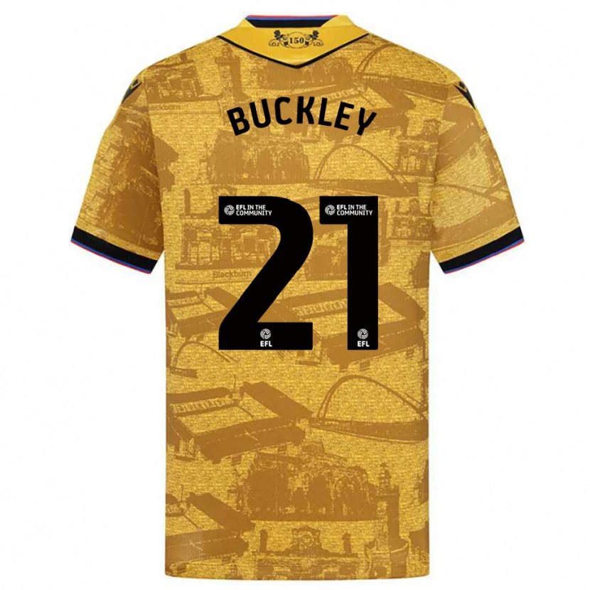 Danxen Mujer Camiseta John Buckley #21 Oro Negro 2ª Equipación 2025/26 La Camisa