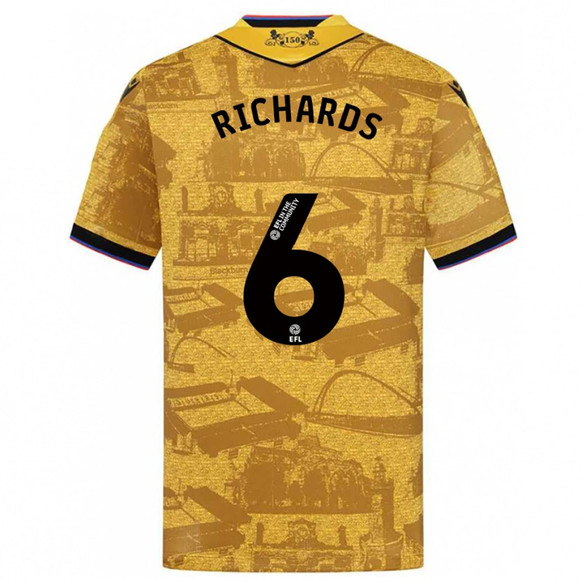 Danxen Mujer Camiseta Jade Richards #6 Oro Negro 2ª Equipación 2025/26 La Camisa