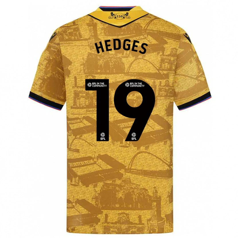 Danxen Mujer Camiseta Ryan Hedges #19 Oro Negro 2ª Equipación 2025/26 La Camisa