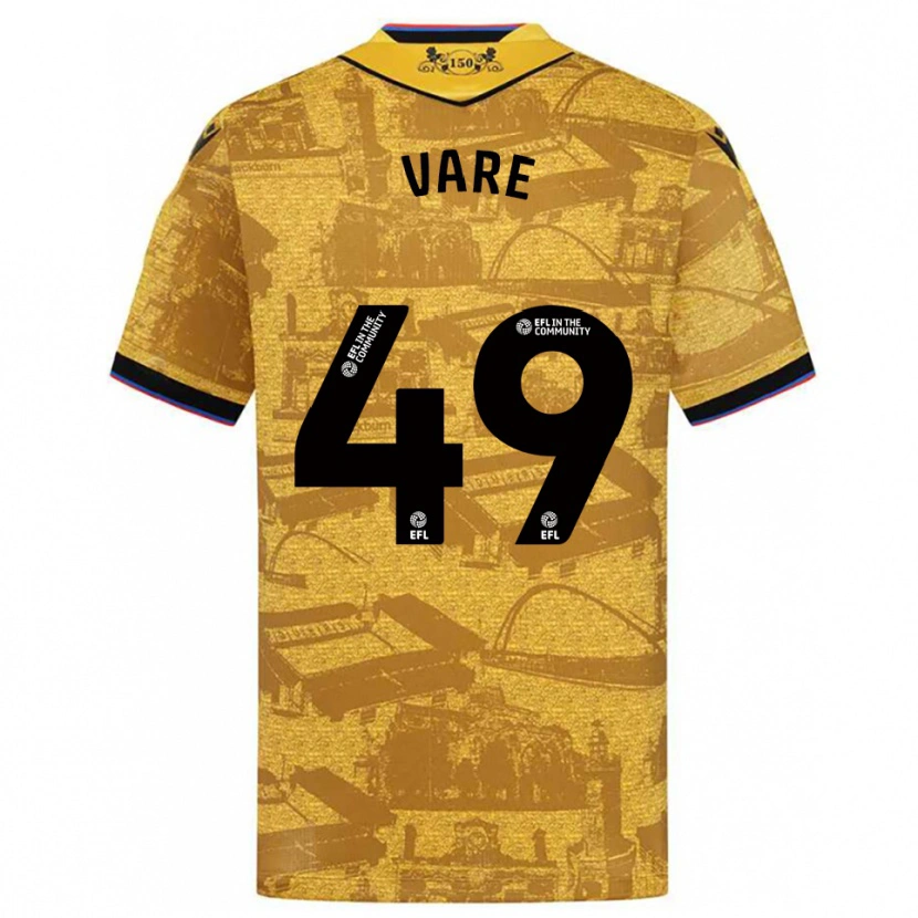 Danxen Mujer Camiseta Frank Vare #49 Oro Negro 2ª Equipación 2025/26 La Camisa
