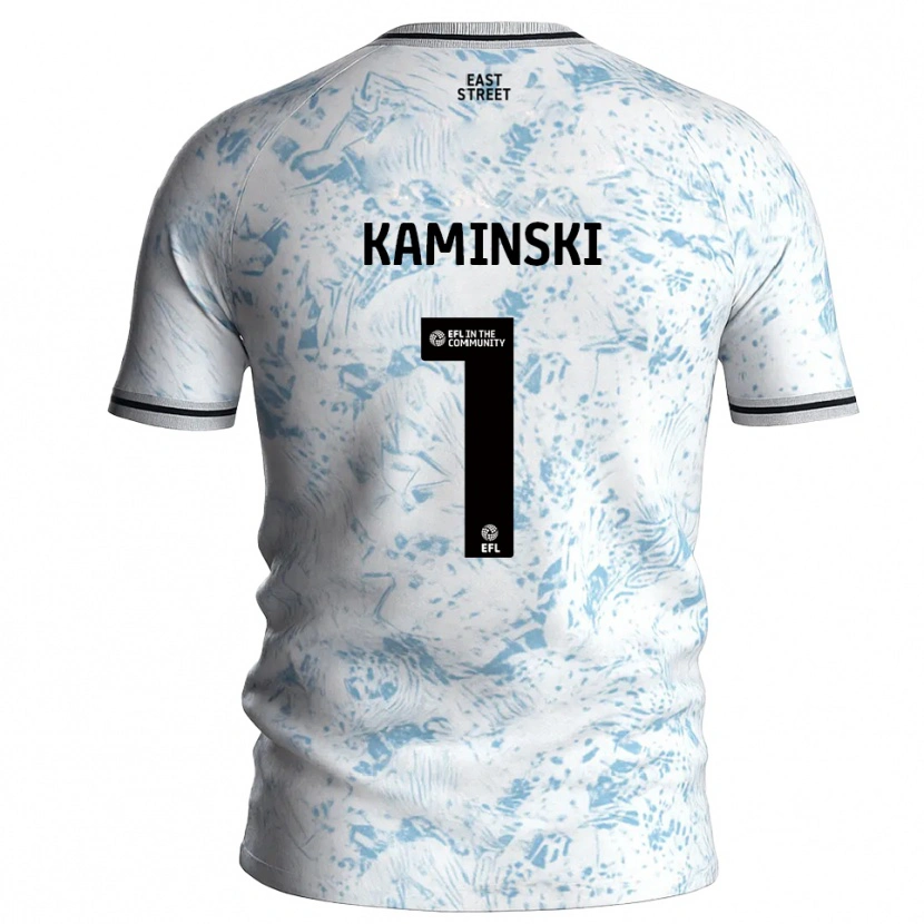 Danxen Mujer Camiseta Thomas Kaminski #1 Blanco Azul Celeste 2ª Equipación 2025/26 La Camisa