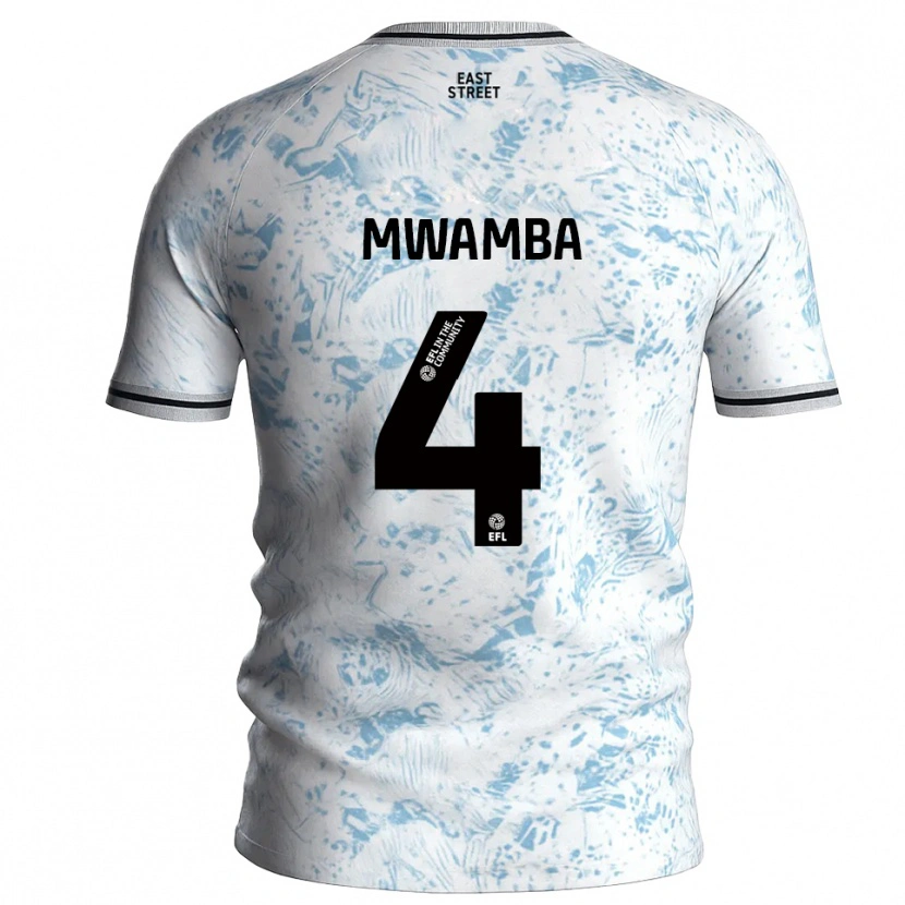 Danxen Mujer Camiseta Alan Mwamba #4 Blanco Azul Celeste 2ª Equipación 2025/26 La Camisa