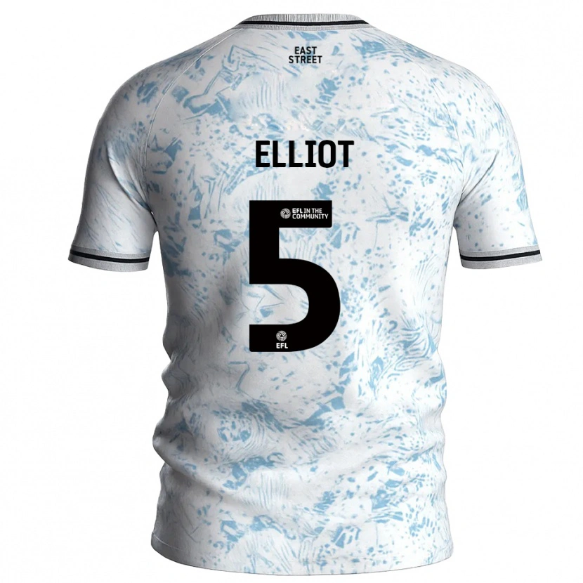 Danxen Mujer Camiseta Tate Elliot #5 Blanco Azul Celeste 2ª Equipación 2025/26 La Camisa