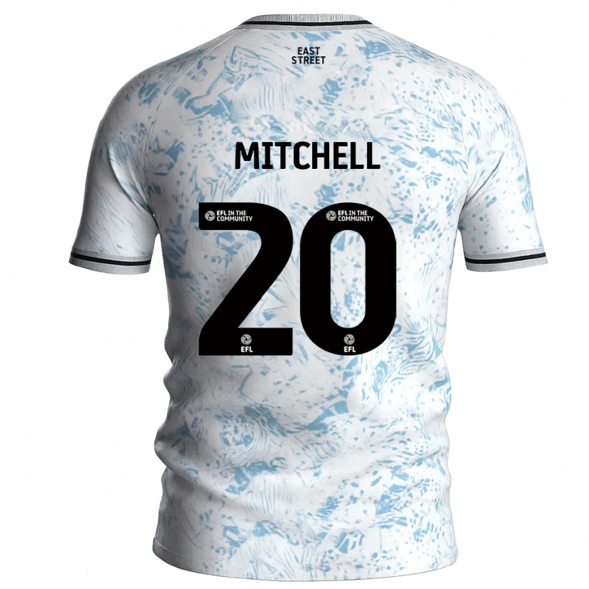 Danxen Mujer Camiseta Zach Mitchell #20 Blanco Azul Celeste 2ª Equipación 2025/26 La Camisa