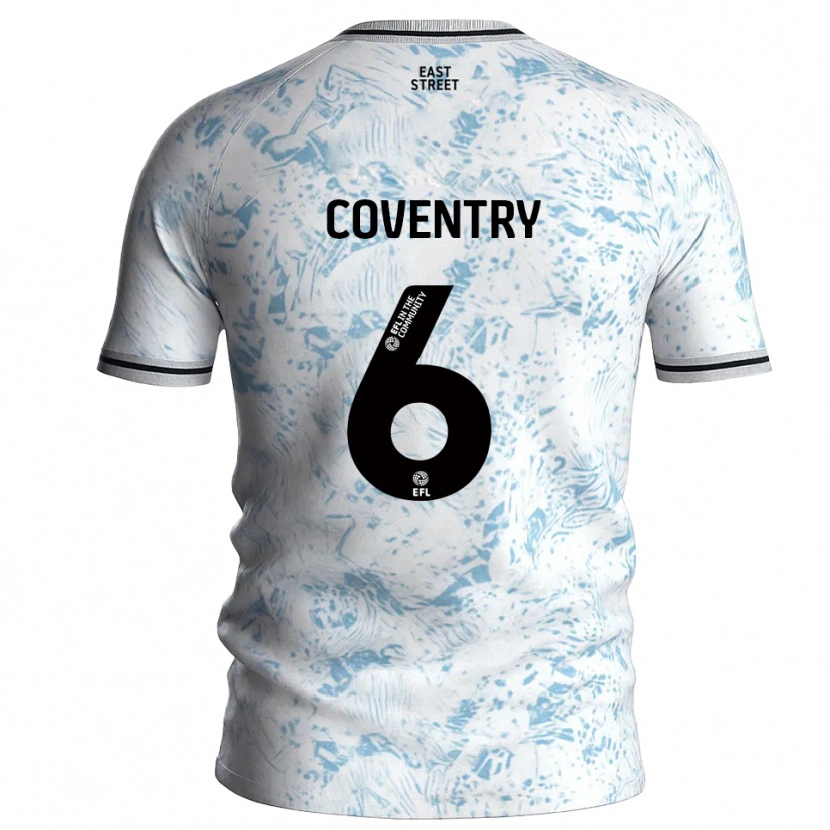 Danxen Mujer Camiseta Conor Coventry #6 Blanco Azul Celeste 2ª Equipación 2025/26 La Camisa
