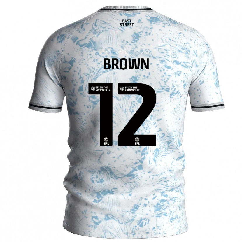 Danxen Mujer Camiseta Ethan Brown #12 Blanco Azul Celeste 2ª Equipación 2025/26 La Camisa